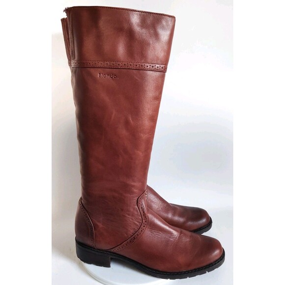 Blondo Size 9 M Leather Knee High Tall Riding Boots Brown Canada Waterproof Warm - Picture 1 of 15